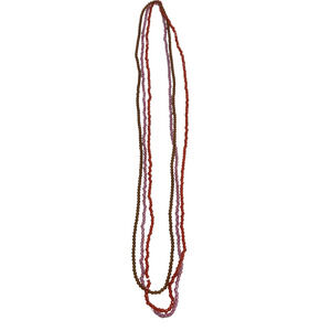 Vintage Set of 3 Beaded Strand String Necklaces Acrylic 32-34" Amber Red Orchid